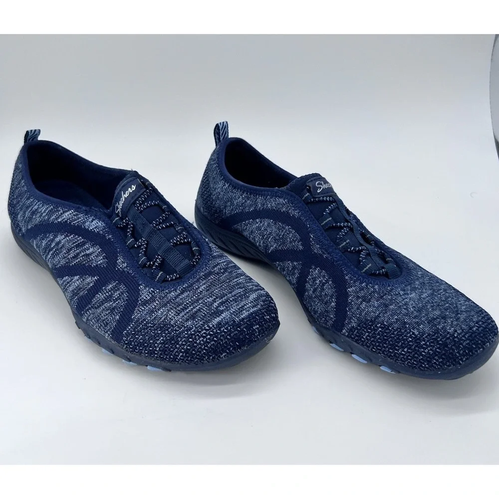 Skechers Shoes Women's 8.5 Blue Relaxed Fit Slip On Air‎ Cooled Memory Foam Knit